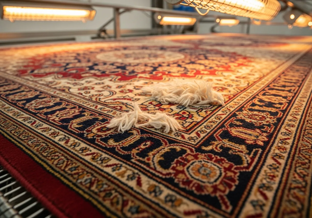 Carpet drying process at Chicago Rug Cleaning facility